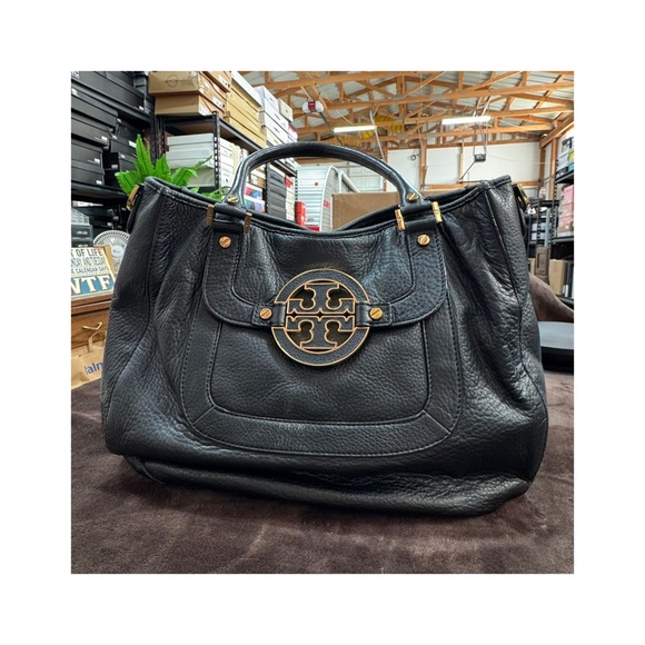 Tory Burch Handbags - Tory Burch Leather top handle shoulder bag with huge Tory church logo